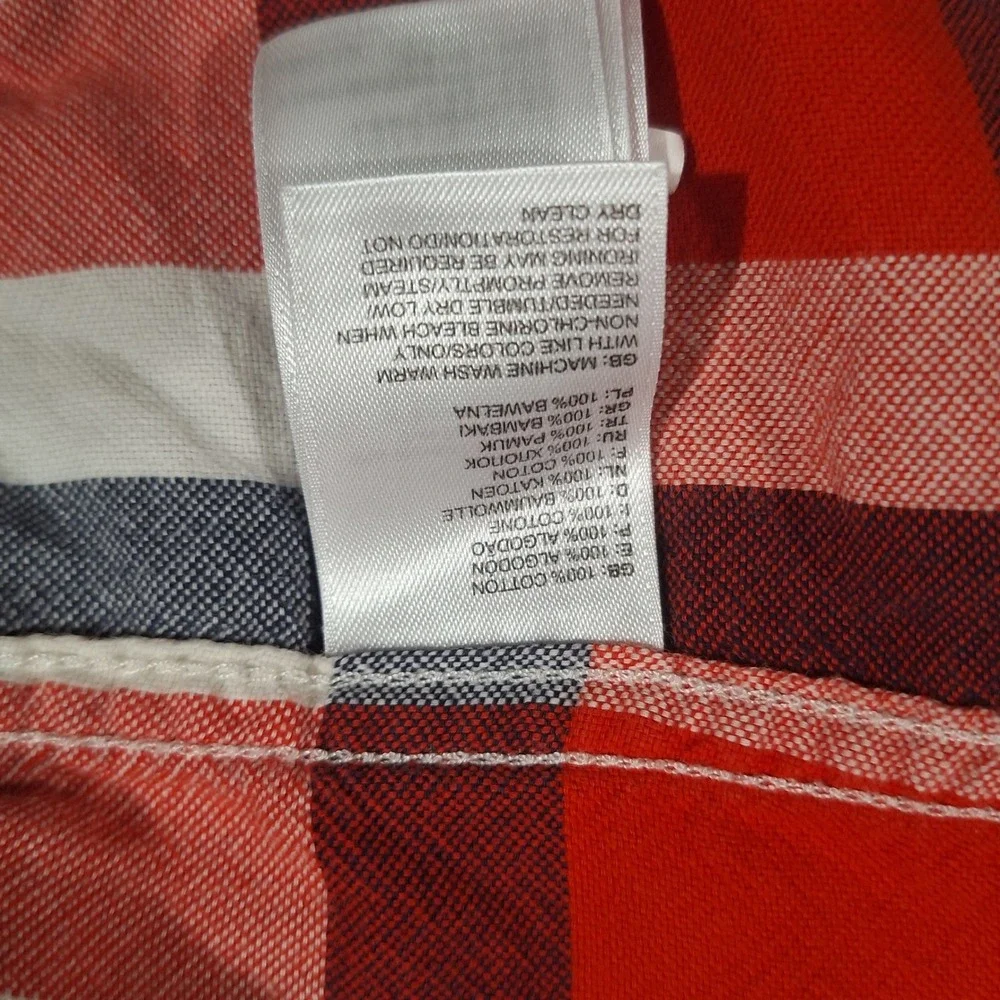 The North Face Mens XL Red Blue Plaid Short Sleeve Western Yoke Cotton Shirt